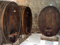 Wine barrel storage at Elenov Winery