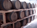 Wine barrel storage at Elenov Winery