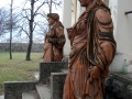 Closeup of statues in front of Villa Marija at Elenov Winery