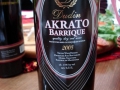 Bottle of Akrato Barrique at wine tasting room in Dudin Winery