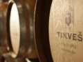 Wine aging in oak barrels at the Tikves Winery