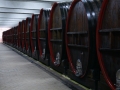 Wine aging in oak barrels at the Tikves Winery