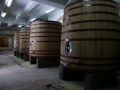 Wine aging in oak barrels at the Tikves Winery