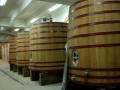 Wine aging in oak barrels at the Tikves Winery