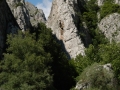 Vardar river cutting through the rock cliffs in Demir Kapija canyon
