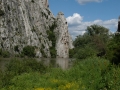 Vardar river cutting through the rock cliffs in Demir Kapija canyon