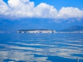 View of Lake Prespa on the way to the island of Golem Grad by boat