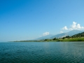 View of Lake Prespa on the way to the island of Golem Grad by boat