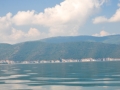 View of Lake Prespa on the way to the island of Golem Grad by boat