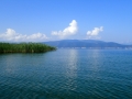 View of Lake Prespa on the way to the island of Golem Grad by boat
