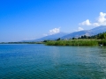 View of Lake Prespa on the way to the island of Golem Grad by boat