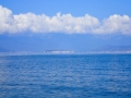 View of Lake Prespa on the way to the island of Golem Grad by boat