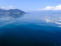 View of Lake Prespa on the way to the island of Golem Grad by boat