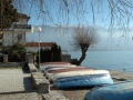 Boats upside down on the shore of Lake Ohrid