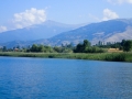 Lake Prespa and the shoreline near Dolni Dupeni